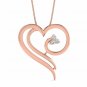 Heart Pendant 1/10ct diamond gold necklace for Women with 18" rope chain 2.00 mm