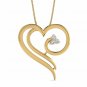 Heart Pendant 1/10ct diamond gold necklace for Women with 18" rope chain 2.00 mm