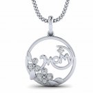 Mom Diamond Pendant White Gold Necklace for Women 18" Rope Chain H-I I1-I2
