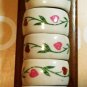 Trenditions Country Home Collection 7pc Napkin Ring Set with Wood Holder Displa