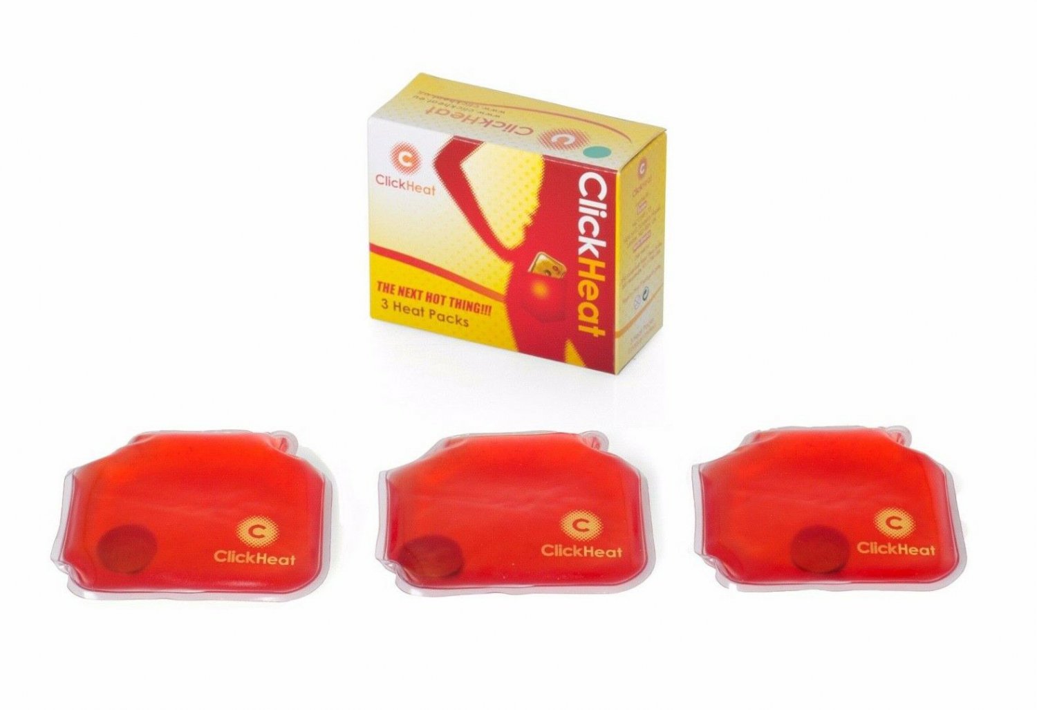 Click Heat Reusable Hand Pocket Warmers Square Instant Heat Therapy 3 Pack