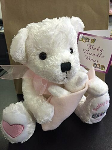 Pish Toys Baby Bundle Bears Plush Momma Bear with Baby It's a Girl White CUTE