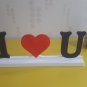 I Love you Sign heart Plaque Wood stand Decor handmade valentine gift