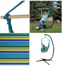 Hammock Chair Swing Blue Hanging with Black Steel C-Stand Outdoor/Indoor 265LB