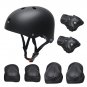 Protective Gear Pads Knee Pads+Elbow Pads+Wrist Pads+Helmet 7 Pcs FOR Kids Black