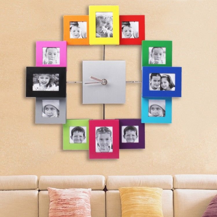 Photo Picture Wall Frame & Time Clock Large Decorative for Living Room 12 Pcs