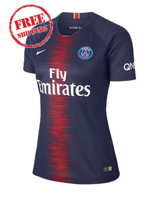 Women Custom PSG 2018/2019 Home Football Soccer Jersey Shirt Blue