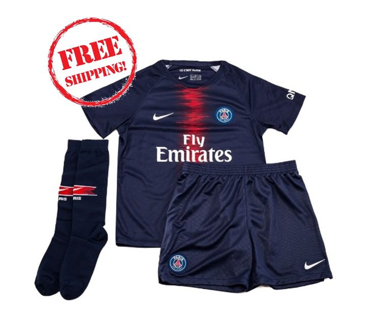 Youth Kids Custom PSG 2018/2019 Home Football Soccer Jersey Shirt Blue Set