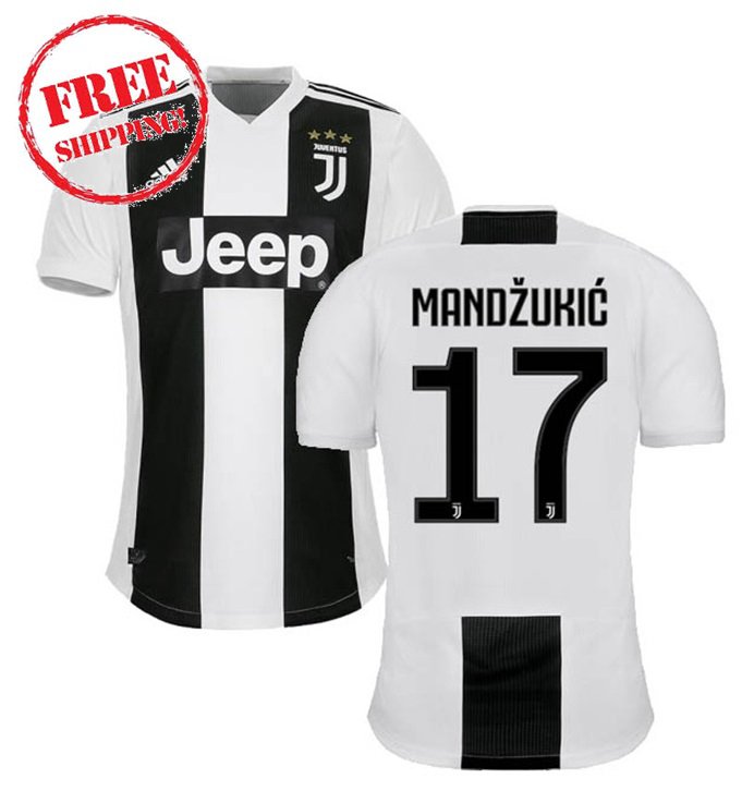 Juventus FC Mandzukic #17 Men 2018/2019 Home Football Soccer Jersey Shirt White/black