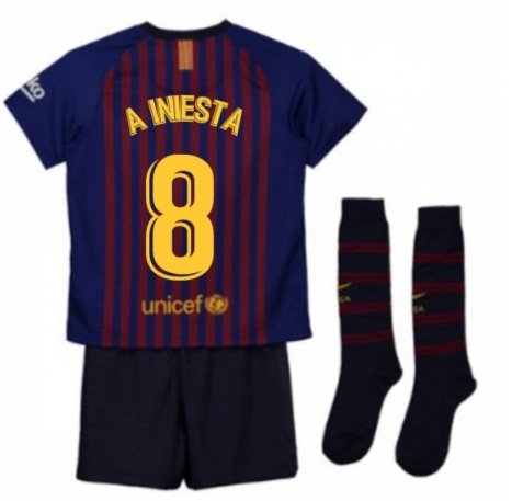 2018-2019 FC Barcelona Home Kids (A Iniesta 8) socks, shorts