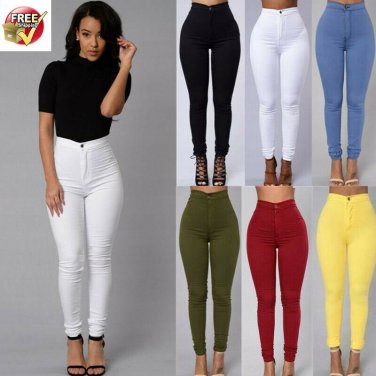 Jeans Pants Women Pencil Stretch Denim Skinny High Waist Slim Jeans Trousers