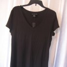 Attention Women's Black Short Sleeve V Neck Shirt 95%Rayon/5%Spandex Sz L NWWT