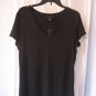 Attention Women's Black Short Sleeve V Neck Shirt 95%Rayon/5%Spandex Sz L NWWT