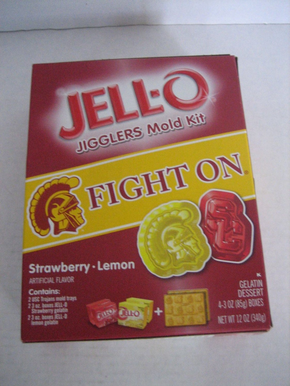 Fight On USC Trojan JellO Jigglers Mold Kit 2 Strawberry & 2 Lemon