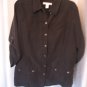 Chico's Women's Black Snap Down Light Shirt/Jacket Long Sleeve Sz 2 Pre-Owned