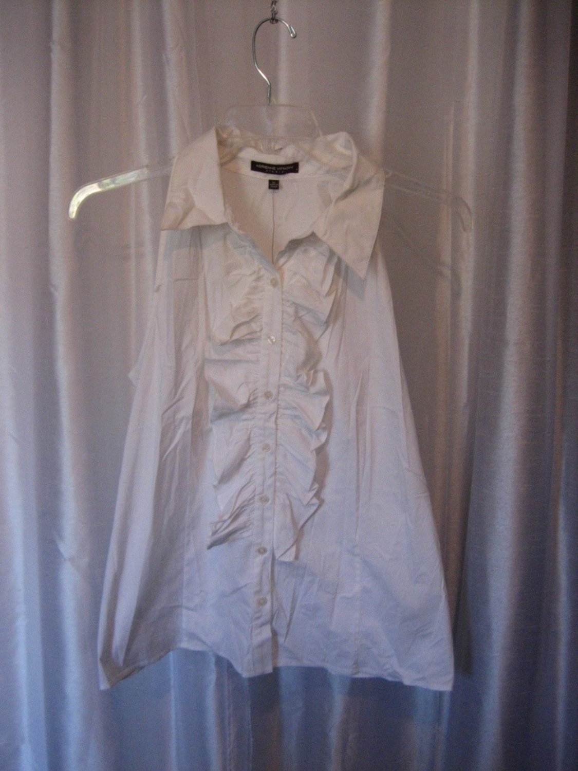 Adrienne Vittadini Studio Women's White Ruffle Sleeveless Shirt Sz XL NWWT
