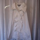 Adrienne Vittadini Studio Women's White Ruffle Sleeveless Shirt Sz XL NWWT