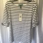 Lauren Ralph Lauren Women's Navy & White Striped 100%Cotton Shirt/Top Sz XL NWWT