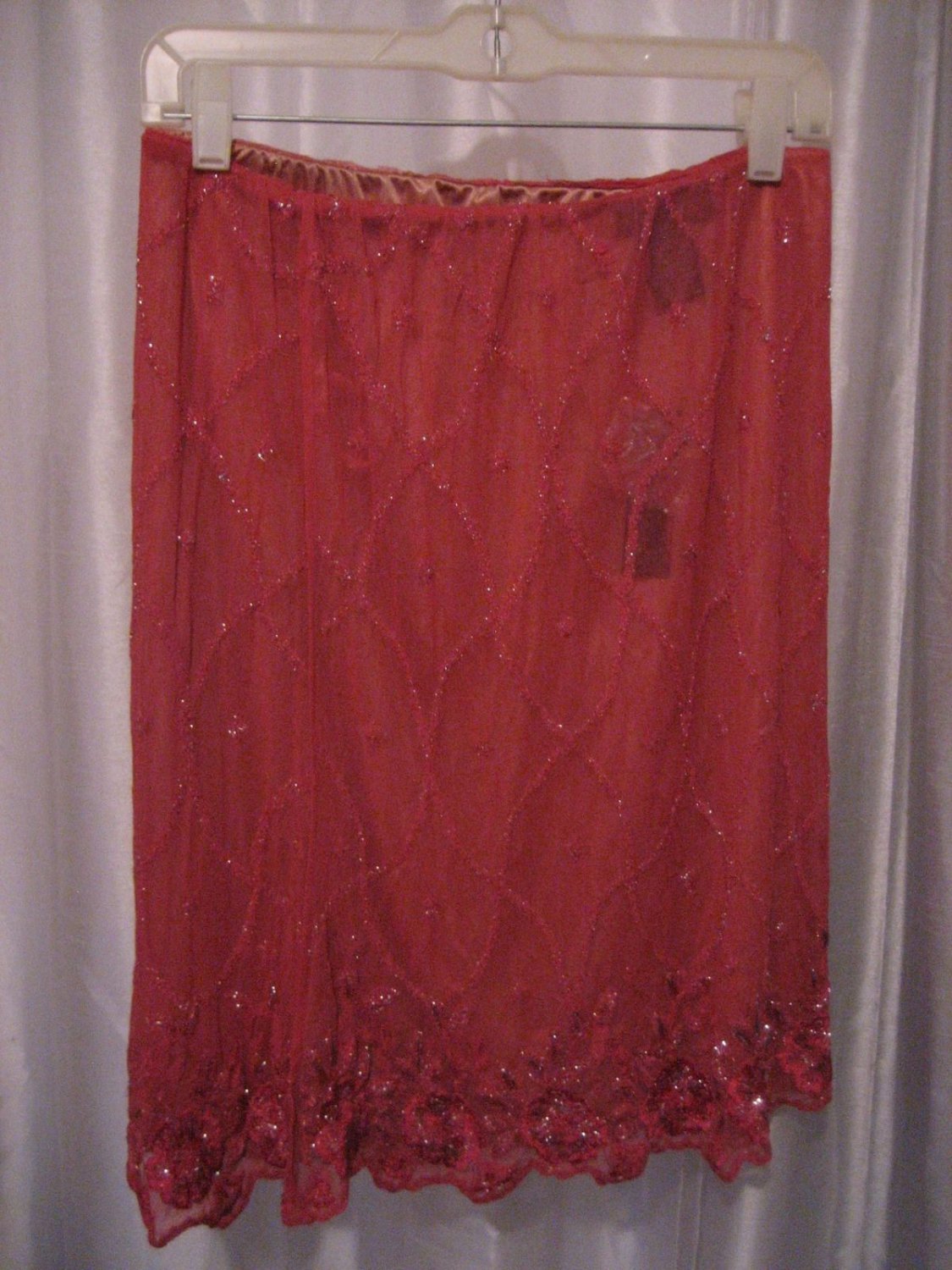 Chaudry Sports KC Junior Size Mauve Pink Beaded Knee Length Skirt Sz L NWWT