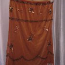KC Gold Junior Size Copper Brown Sequin Elastic Wais Knee Length Skirt Sz S NWNT