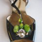 L.K. Bennett London Womens Black Patent Leather Open Toe Ankle Strap Shoe Sz 7.5