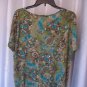 Brittany Black Woman Blue/Brown/Green Sparkle Paisley Pullover Shirt Sz 2X NWNT