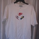 Get Lucky U.S.A. White 100%Cotton Pullover Shirt w/Flip Flops Sz L Pre-Owned