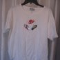 Get Lucky U.S.A. White 100%Cotton Pullover Shirt w/Flip Flops Sz L Pre-Owned