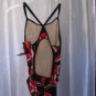 TYR Black/Red/White Tye Dye Print Competitive Swim/Bathing Suit Sz 38 L NWT