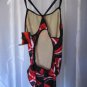 TYR Black/Red/White Tye Dye Print Competitive Swim/Bathing Suit Sz 38 L NWT
