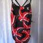 TYR Black/Red/White Tye Dye Print Competitive Swim/Bathing Suit Sz 38 L NWT