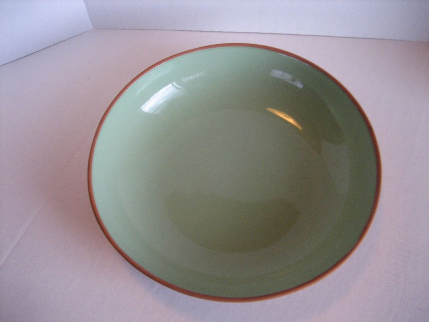 Romertope Terra Rosa Reco Large Green Pottery Bowl 12 1/2in.R x 4in.D Pre-Owned