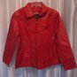 USA Leather Women's Red Leather Collared Zipper Front Lined Jacket Sz L PreOwned