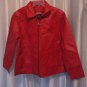 USA Leather Women's Red Leather Collared Zipper Front Lined Jacket Sz L PreOwned