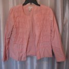 Chico's Women's Blush Pink Lined Open Front Jacket 40% Cotton Sz 2 Pre-Owned
