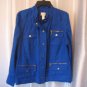 Chico's Women's Royal Blue Unlined 6 Snap Front Jacket 100% Linen Sz 2 Pre-Owned