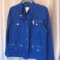 Chico's Women's Royal Blue Unlined 6 Snap Front Jacket 100% Linen Sz 2 Pre-Owned