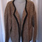 Coldwater Creek Women's Multi-Brown Open Sweater with Black Trim Sz 1X NWNT