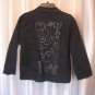 Chico's Platinum Women's Beaded Dark Blue Denim Jean Jacket Sz 2 Pre-Owned