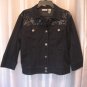 Chico's Platinum Women's Beaded Dark Blue Denim Jean Jacket Sz 2 Pre-Owned