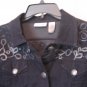 Chico's Platinum Women's Beaded Dark Blue Denim Jean Jacket Sz 2 Pre-Owned