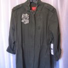 Elle Liberte Junior Size Military Olive Green Jacket & Flower Pin Sz XL NWWT