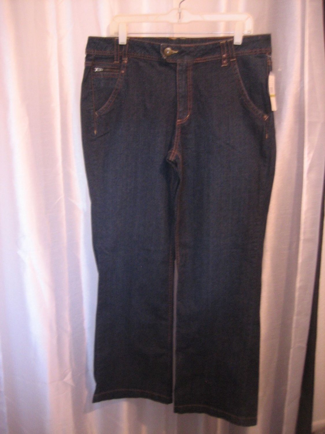 French Cuff Junior Size Dark Wash Blue Denim Jean Boot Cut/Flare Pants Sz 14 NW