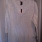 Live a Little Junior Size White 100% Cotton Long Sleeve Tunic Shirt Sz XL NWWT