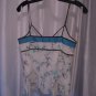 Ann Taylor Floral White/Blue Spaghetti Strap Beaded Shirt Sz 4 NWNT 100% Cotton