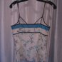 Ann Taylor Floral White/Blue Spaghetti Strap Beaded Shirt Sz 4 NWNT 100% Cotton
