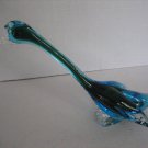 Vintage Mid Century Layered Blue Long Neck Goose Hand Blown Figurine Pre-Owned