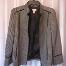 Chico's Women's Black/White Striped Lined Open Front Jacket Sz 2 Pre-Owned
