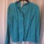 Chico's Women's Turquoise Unlined 4 Hook Front Jacket 100% Linen Sz 2 Pre-Owned