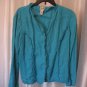 Chico's Women's Turquoise Unlined 4 Hook Front Jacket 100% Linen Sz 2 Pre-Owned